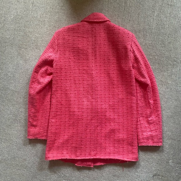 NWT ZARA Oversize Barbie Blazer Jacket Pink 🍉WATERMELON 🍉 Boucle XS S textured - Picture 2 of 9